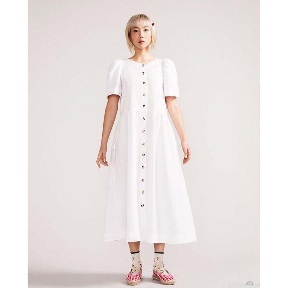 Hansel from Basel Dresses & Skirts - Hansel from Basel Lila White Button Down 100% Linen Dress